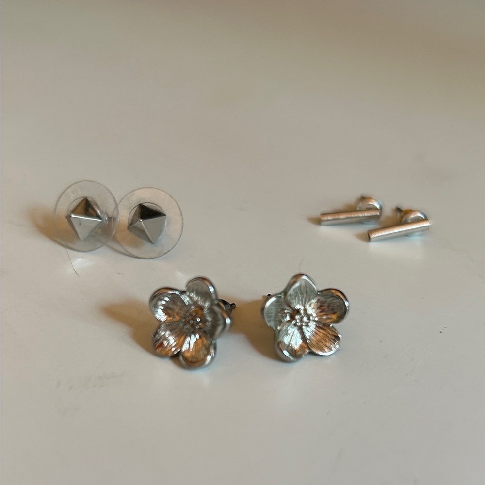 BUNDLE! 3 pairs! ! Silver Stud Earrings Sets